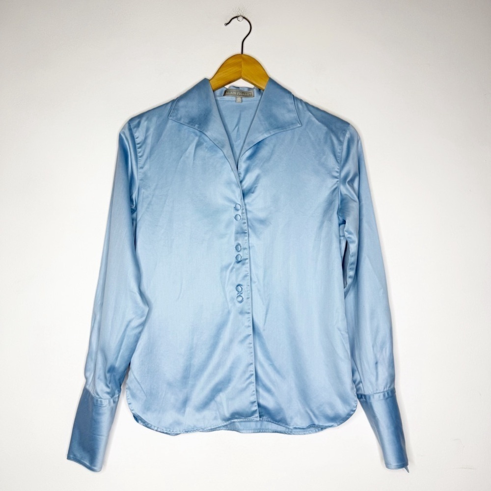 Alain Figaret Blue Long Sleeve Button Front Shirt Size 8